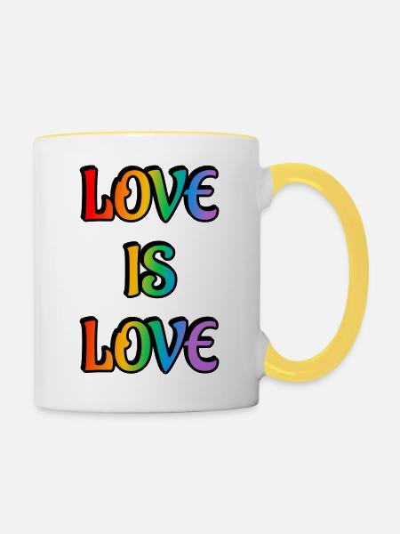 Regenbogen-Liebe ist Liebe - Tasse zweifarbig - Weiß/Gelb