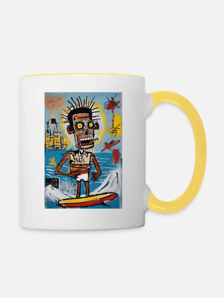 Urban Surfer - Abstrakter Stil - Tasse zweifarbig - Weiß/Gelb