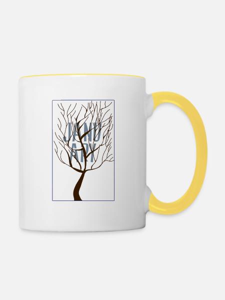 January Card - Tasse zweifarbig - Weiß/Gelb