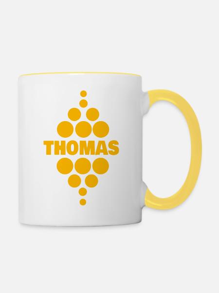 Thomas als Thomas - Tasse zweifarbig - Weiß/Gelb