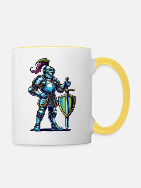 ritter comic - Tasse zweifarbig - Weiß/Gelb