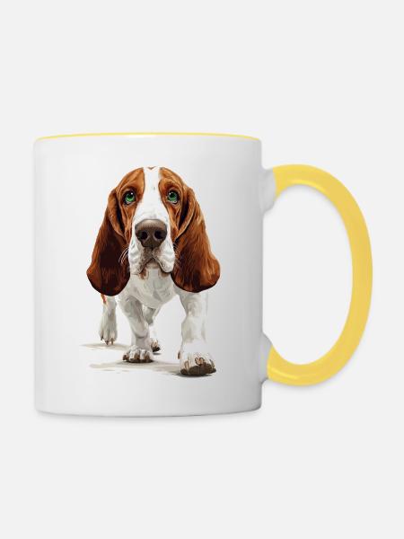 Basset - Tasse zweifarbig - Weiß/Gelb