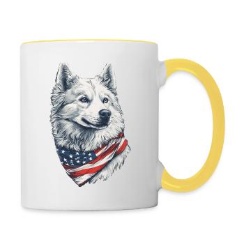 Samojede - Tasse zweifarbig - Weiß/Gelb - Rechts