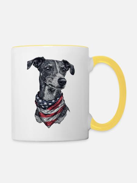 Whippet - Tasse zweifarbig - Weiß/Gelb