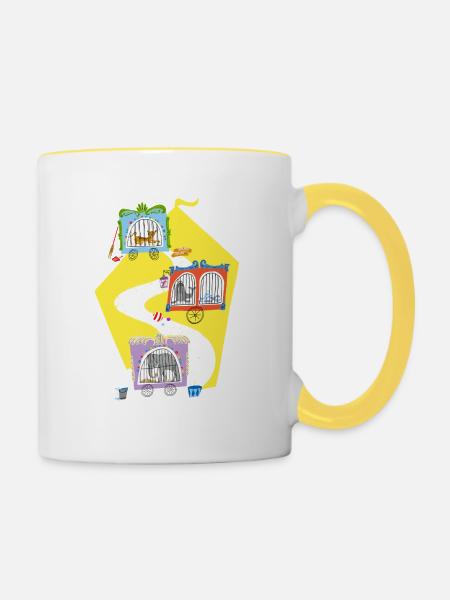 zoo animal circus - Contrasting Mug - white/yellow
