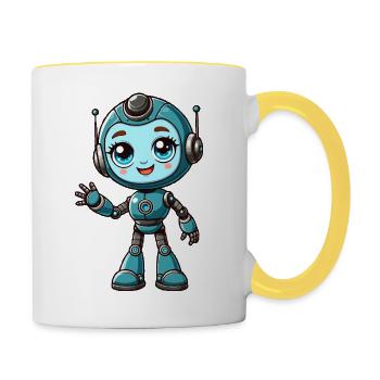 Roboter-Mädchen - Tasse zweifarbig - Weiß/Gelb - Rechts