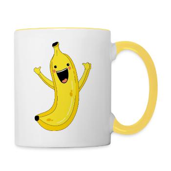Happiness and banana - Contrasting Mug - white/yellow - Right