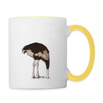 Autruche - Mug contrasté - blanc/jaune - Droite