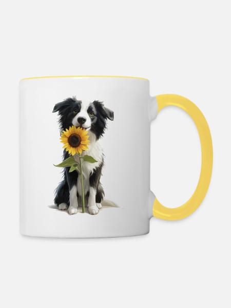 Border Collie - Tasse zweifarbig - Weiß/Gelb