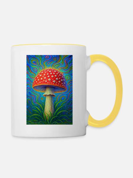 Fliegenpilz - Tasse zweifarbig - Weiß/Gelb