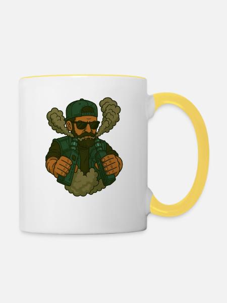 Dampfen - Tasse zweifarbig - Weiß/Gelb