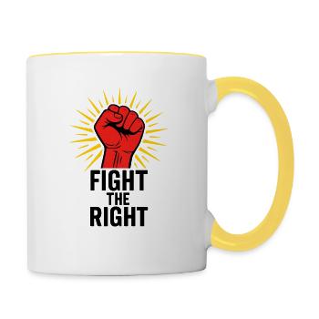 Fist of Resistance – Gegen Rechts - Tasse zweifarbig - Weiß/Gelb - Rechts