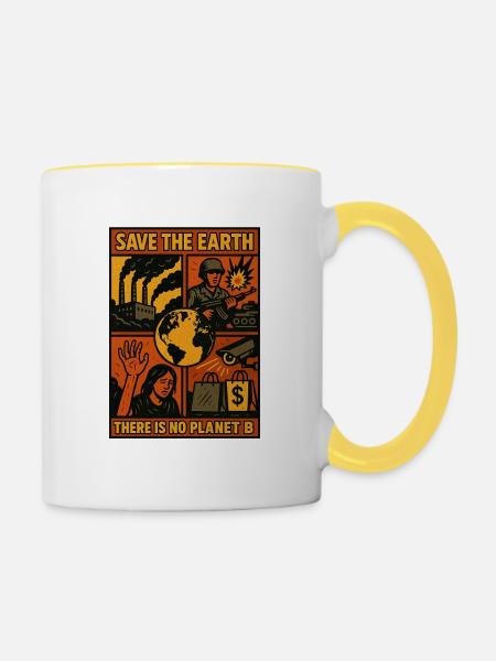 Unsere Erde - Tasse zweifarbig - Weiß/Gelb
