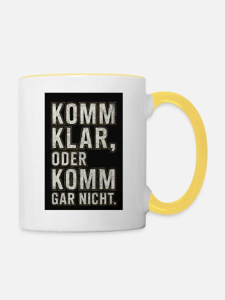 Komma klar!💯🖤💛 - Tasse zweifarbig - Weiß/Gelb