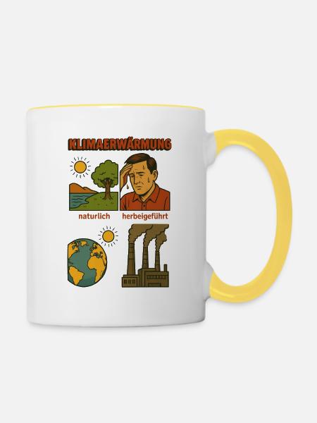Klimawandel - Tasse zweifarbig - Weiß/Gelb