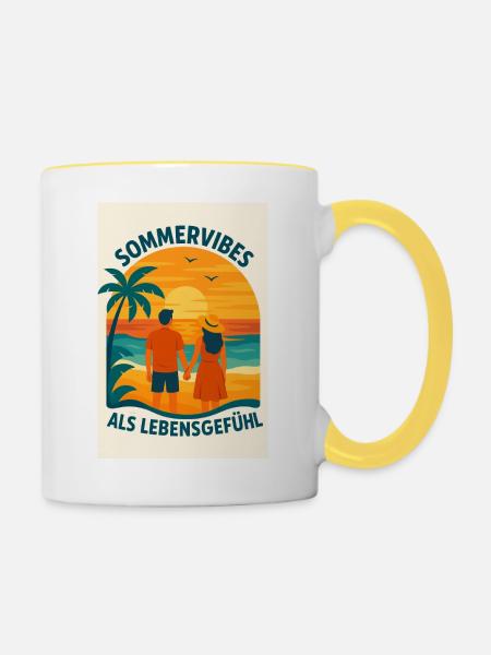 Sommervibes als Lebensgefühl - Tasse zweifarbig - Weiß/Gelb