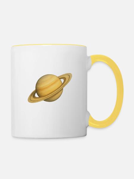 Planeten-Ringe - Tasse zweifarbig - Weiß/Gelb