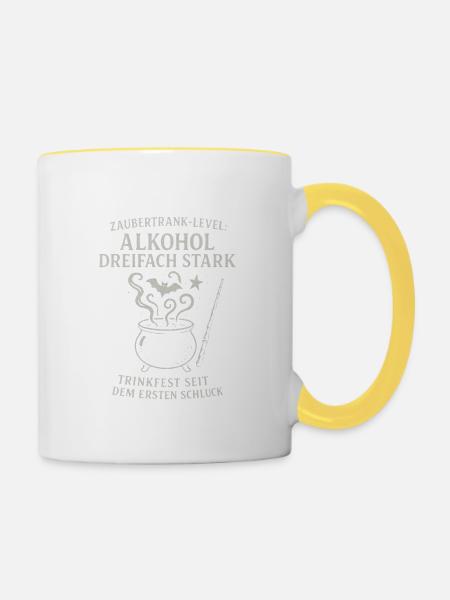 Alkohol - Tasse zweifarbig - Weiß/Gelb