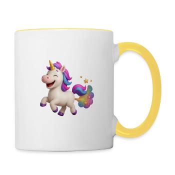 Bunch of glittering and farting unicorn - Contrasting Mug - white/yellow - Right