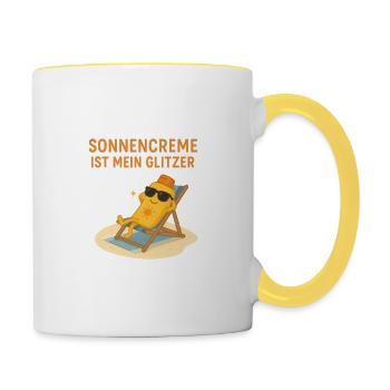 Crème solaire - Mug contrasté - blanc/jaune - Droite