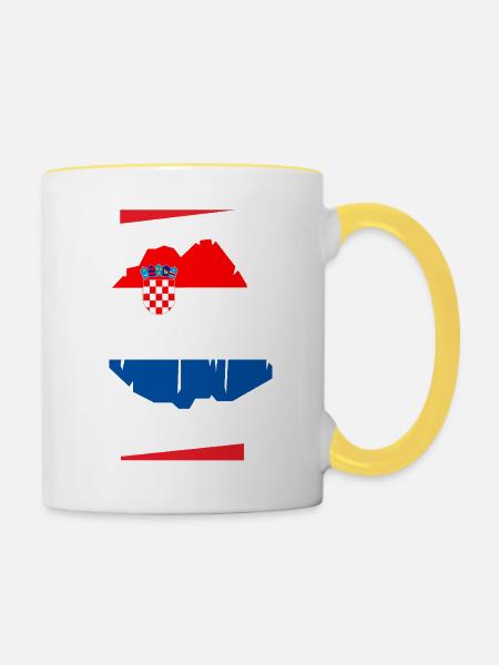 Kroatien - Tasse zweifarbig - Weiß/Gelb
