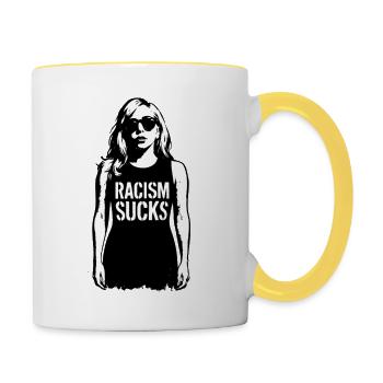 Racism Sucks - Contrasting Mug - white/yellow - Right