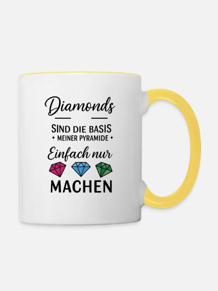 Les diamants sont la base de ma pyramide - Mug contrasté - blanc/jaune