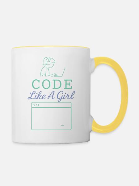 Code Like A Girl - Tasse zweifarbig - Weiß/Gelb