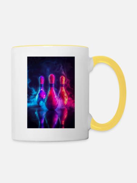 Neon Glow Bowling Pins - Tasse zweifarbig - Weiß/Gelb
