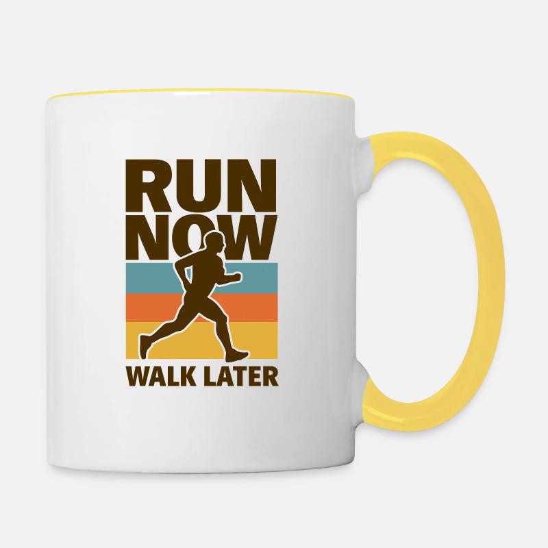 Run Now Walk Later - Contrasting Mug - white/yellow
