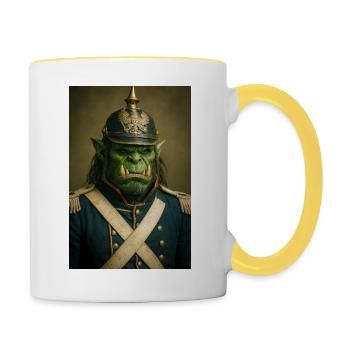 Orc Warlord in Ceremonial Dress - Contrasting Mug - white/yellow - Right