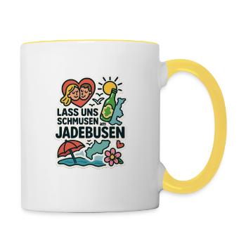 Lass uns schmusen am Jadebusen - Tasse zweifarbig - Weiß/Gelb - Rechts