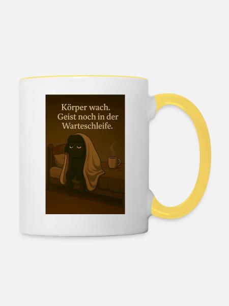 Morgens - Tasse zweifarbig - Weiß/Gelb