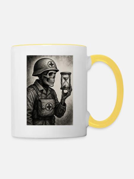 Mähdrescher der Zeit - Tasse zweifarbig - Weiß/Gelb