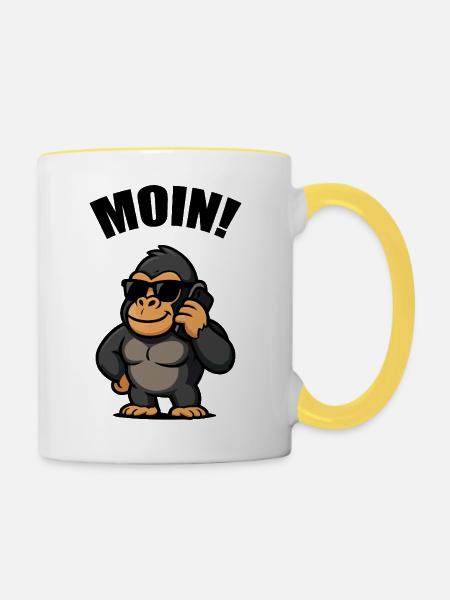 gorilla handy moin - Tasse zweifarbig - Weiß/Gelb