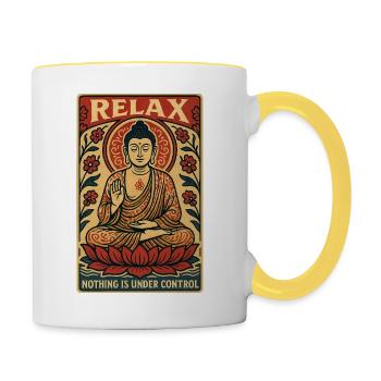 Relax Buddha Meditation Art - Contrasting Mug - white/yellow - Right