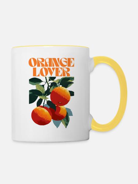 Orange Lover Frucht Illustration - Tasse zweifarbig - Weiß/Gelb