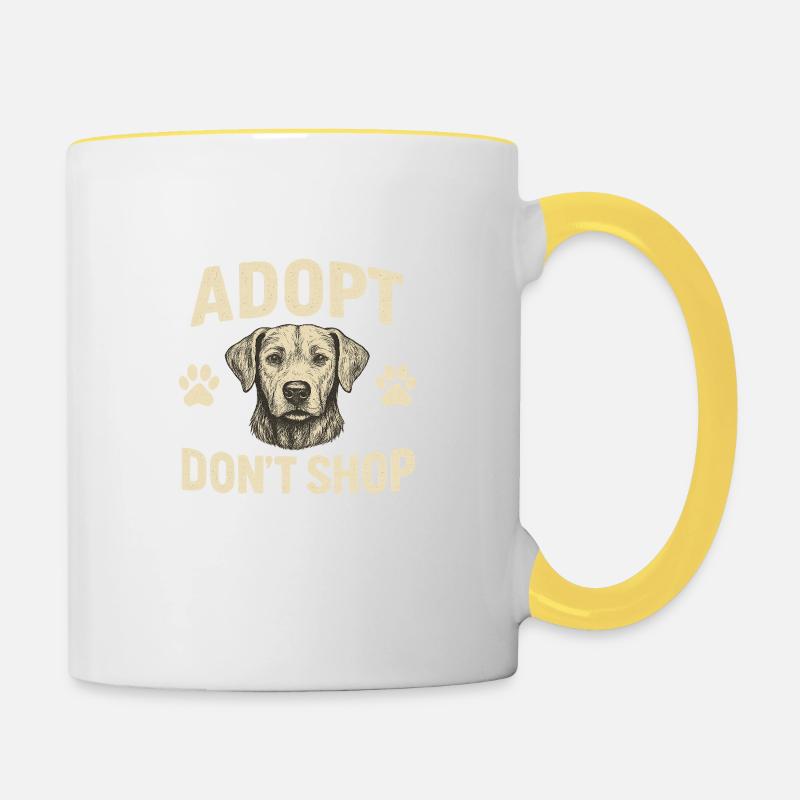 Dog Adoption Motif Design - Contrasting Mug - white/yellow