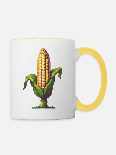 Pixelmais Pixelkunst - Tasse zweifarbig - Weiß/Gelb