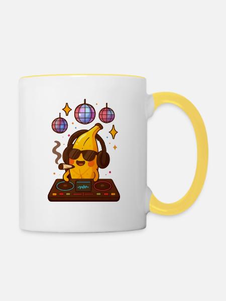 Bananen-DJ smokt Banana 🍌 - Tasse zweifarbig - Weiß/Gelb