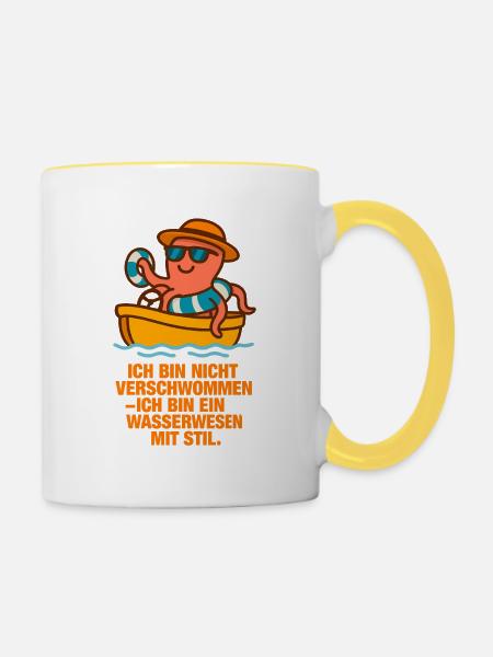 Ich_bin_nicht_verschwommen_ich_bin_ein_Wasserwe - Tasse zweifarbig - Weiß/Gelb