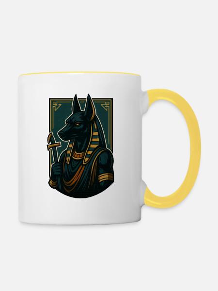 Anubis - Tasse zweifarbig - Weiß/Gelb