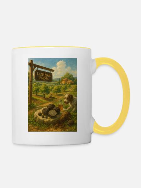 Trüffelfarm Rustikale Landschaft - Tasse zweifarbig - Weiß/Gelb