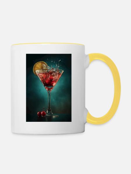 Purpurroter Kirsch-Martini-Spritzer - Tasse zweifarbig - Weiß/Gelb