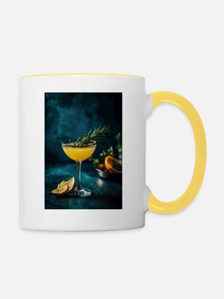 Zitrus-Rosmarin-Spritz - Tasse zweifarbig - Weiß/Gelb
