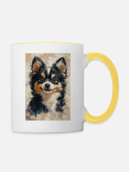 Illustration eines Hundes - Tasse zweifarbig - Weiß/Gelb