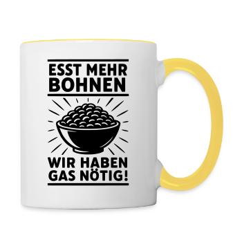 beans eat fart gas - Contrasting Mug - white/yellow - Right