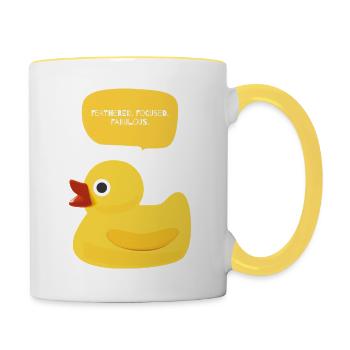 Feathered. Focused. Fabulous Duck Design - Contrasting Mug - white/yellow - Right