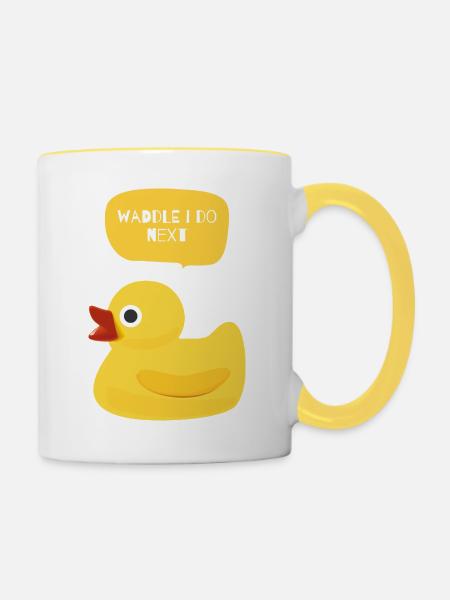 Watscheln Ich mache das nächste Entendesign - Tasse zweifarbig - Weiß/Gelb