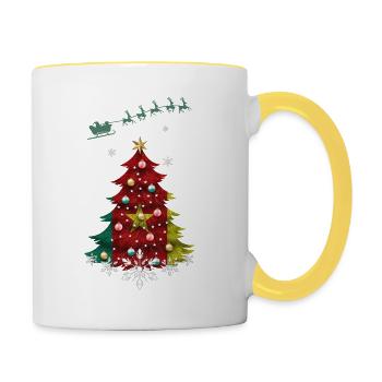 Sapin de Noël avec drapeau du Cameroun - Mug contrasté - blanc/jaune - Droite